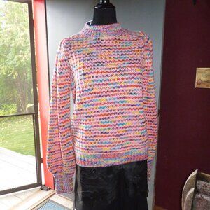 DEAR JOHN GOTH BOHO PRAIRIE PINK MULTI LONG SLEEVE SWEATER TOP JASLYN PULLOVER L